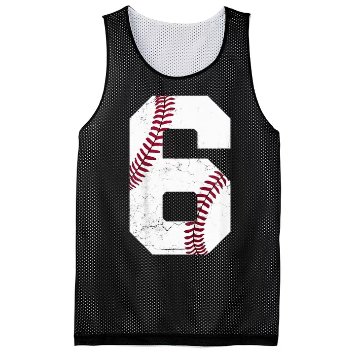 6th Birthday Baseball Six 6 Years Old Mesh Reversible Basketball Jersey Tank