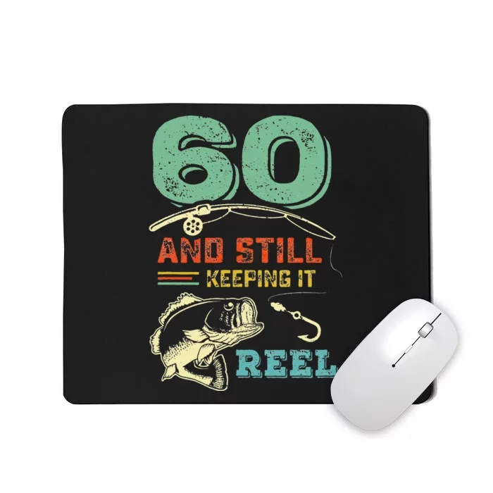 60th Bday Cool Fishing Gift Sixtieth Birthday Fisherman Mousepad