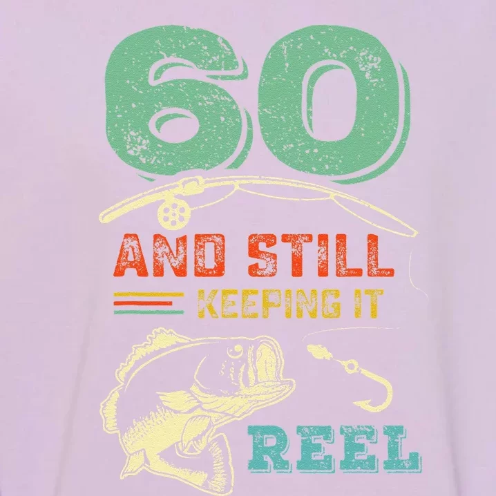 60th Bday Cool Fishing Gift Sixtieth Birthday Fisherman Garment-Dyed Sweatshirt