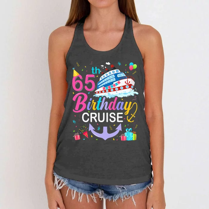 65th Birthday Cruise 65 Years Old Cruising Women's Knotted Racerback Tank