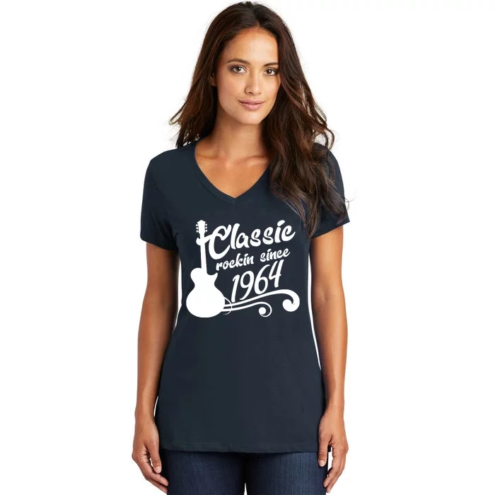 60th Birthday Classic Rockin Since 1964 Women's V-Neck T-Shirt