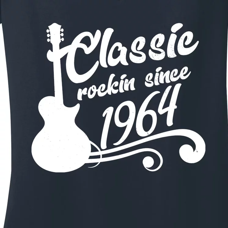 60th Birthday Classic Rockin Since 1964 Women's V-Neck T-Shirt