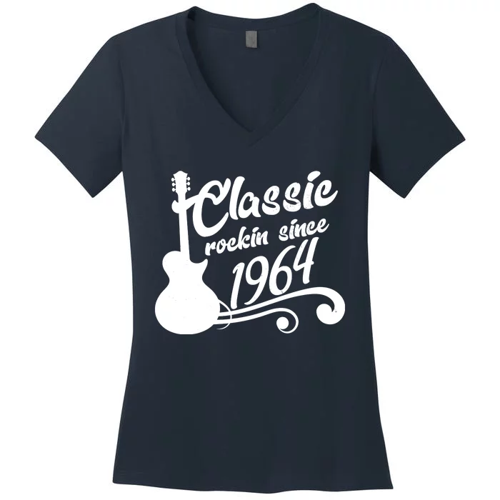 60th Birthday Classic Rockin Since 1964 Women's V-Neck T-Shirt