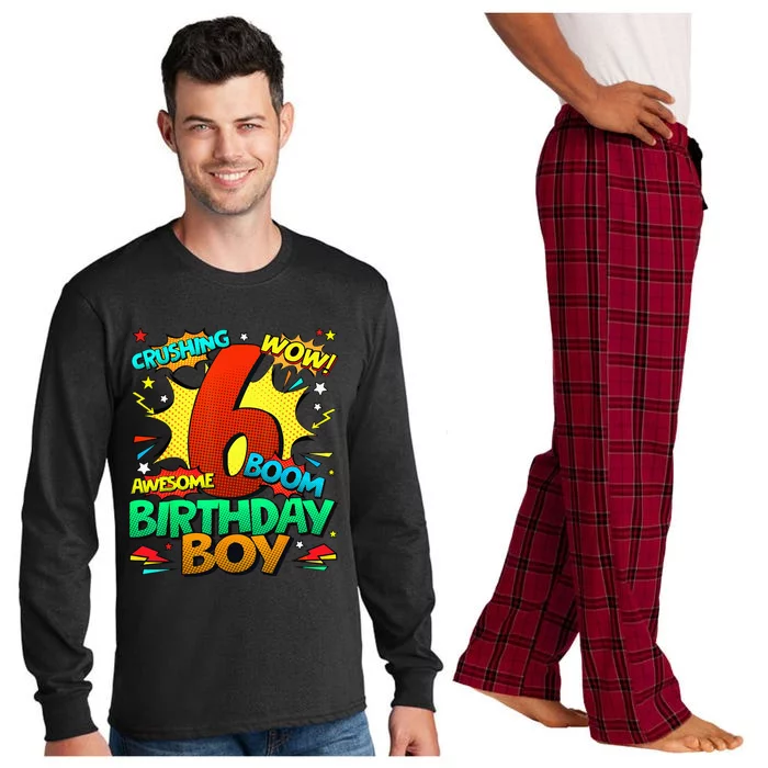 6th Birthday Comic Style 6 Year Old Gifts Long Sleeve Pajama Set