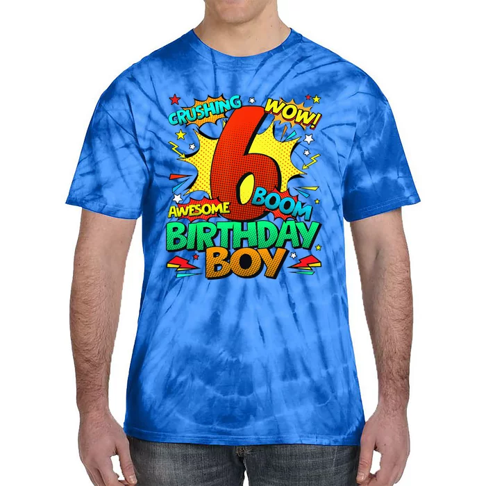 6th Birthday Comic Style 6 Year Old Gifts Tie-Dye T-Shirt