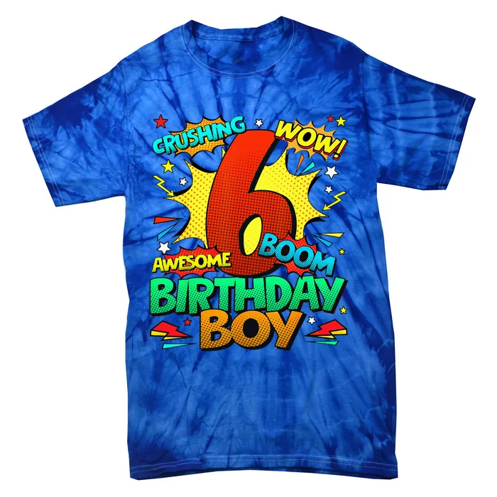 6th Birthday Comic Style 6 Year Old Gifts Tie-Dye T-Shirt