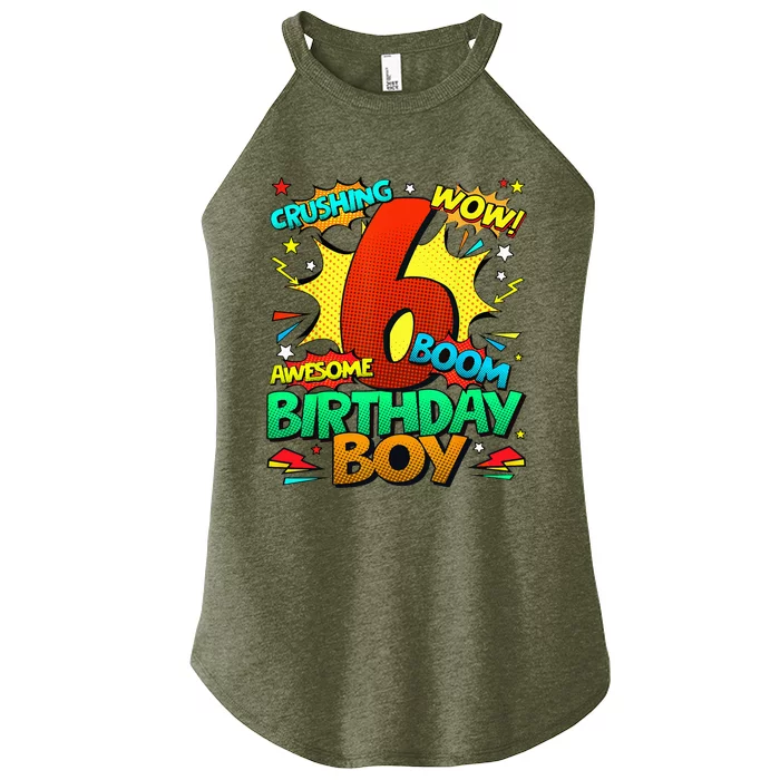 6th Birthday Comic Style 6 Year Old Gifts Women’s Perfect Tri Rocker Tank