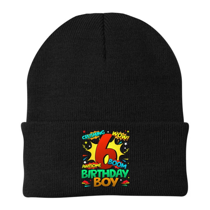 6th Birthday Comic Style 6 Year Old Gifts Knit Cap Winter Beanie