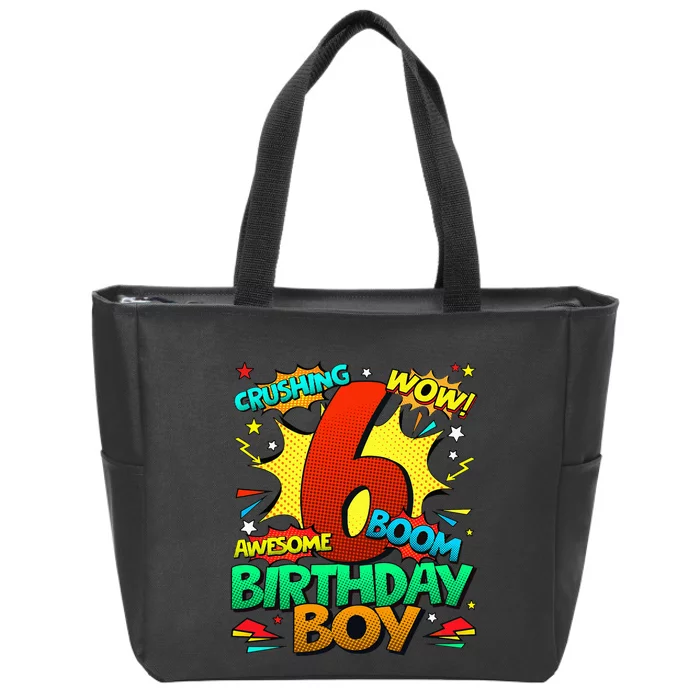 6th Birthday Comic Style 6 Year Old Gifts Zip Tote Bag