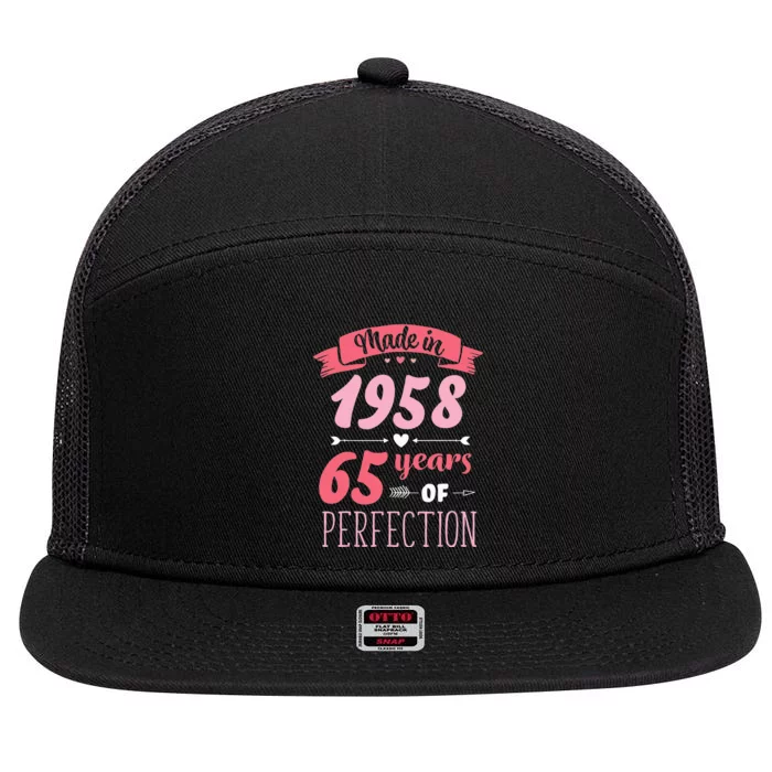 65 Birthday Decorations Women Female 65th BDay 1958 Birthday 7 Panel Mesh Trucker Snapback Hat