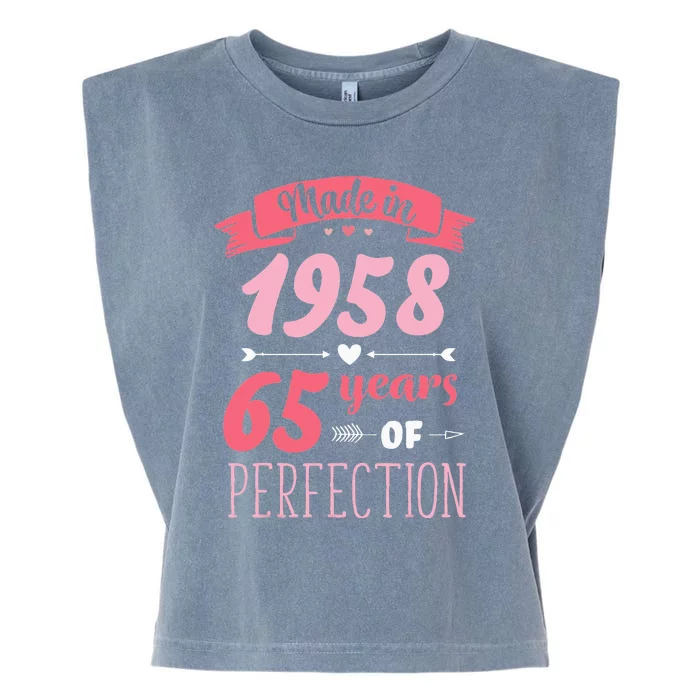 65 Birthday Decorations Women Female 65th BDay 1958 Birthday Garment-Dyed Women's Muscle Tee