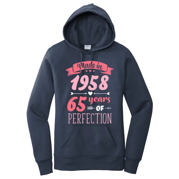 65 Birthday Decorations Women Female 65th BDay 1958 Birthday Women's Pullover Hoodie