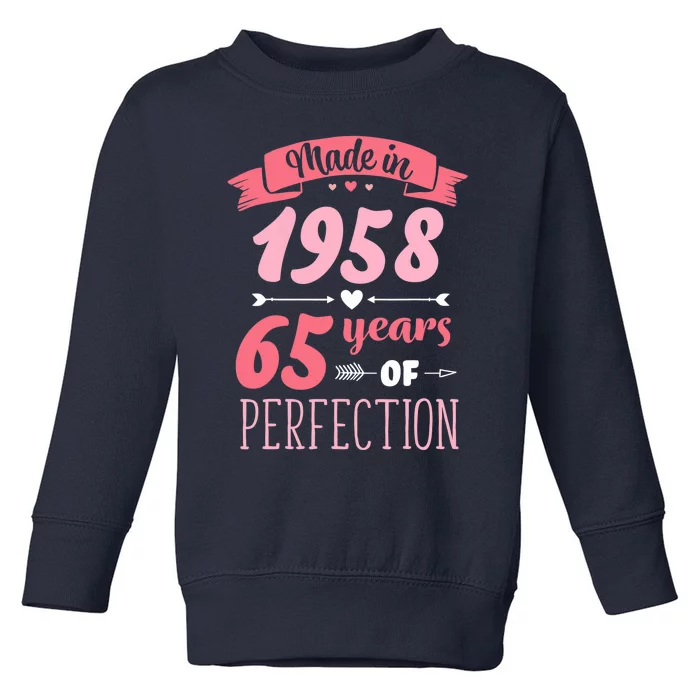 65 Birthday Decorations Women Female 65th BDay 1958 Birthday Toddler Sweatshirt