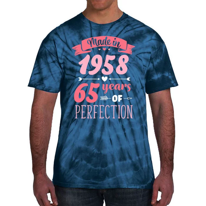 65 Birthday Decorations Women Female 65th BDay 1958 Birthday Tie-Dye T-Shirt