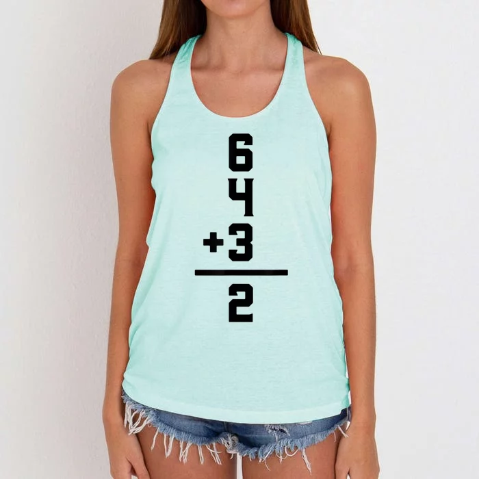 6432 Baseball Double Play Funny Baseball 6 4 3 2 Women's Knotted Racerback Tank