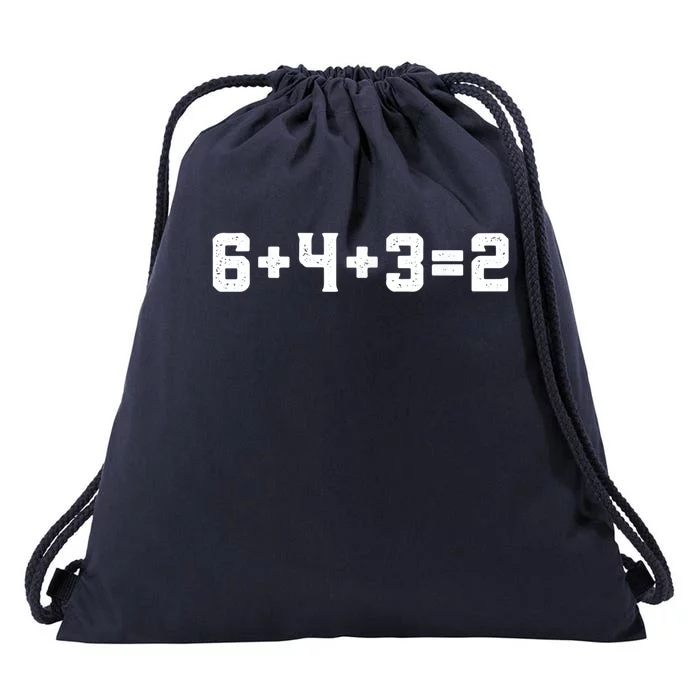 6432 Baseball Double Play Funny Baseball 6 4 3 2 Drawstring Bag