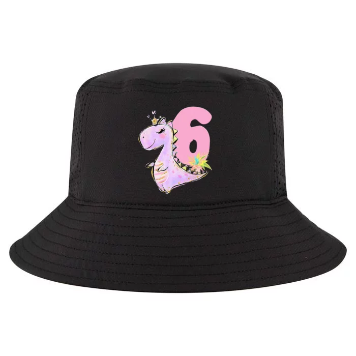 6th Birthday Dinosaur Dino Party TRex Six Cool Comfort Performance Bucket Hat