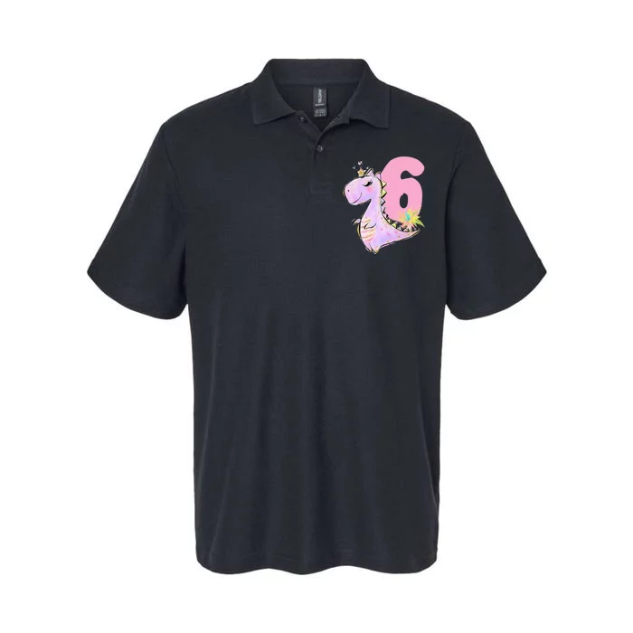 6th Birthday Dinosaur Dino Party TRex Six Softstyle Adult Sport Polo