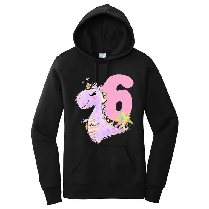 6th Birthday Dinosaur Dino Party TRex Six Women's Pullover Hoodie