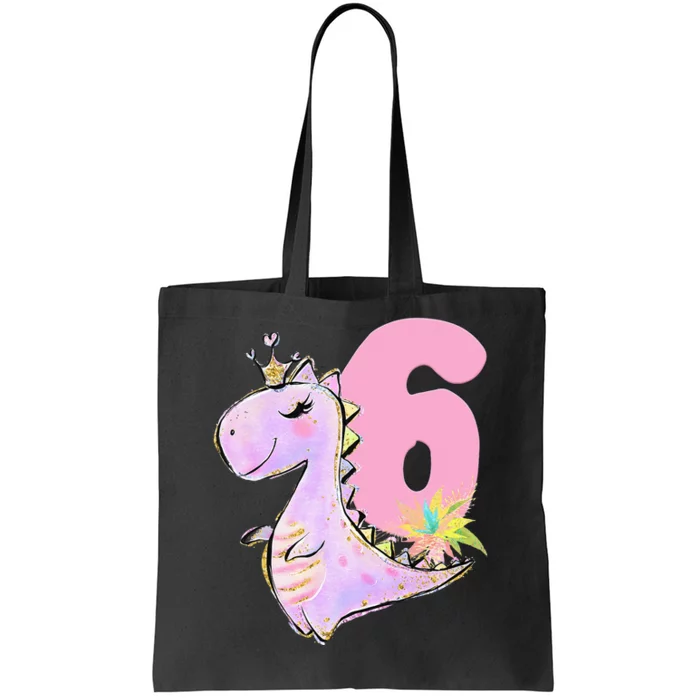 6th Birthday Dinosaur Dino Party TRex Six Tote Bag