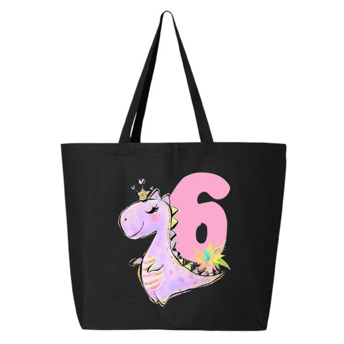 6th Birthday Dinosaur Dino Party TRex Six 25L Jumbo Tote