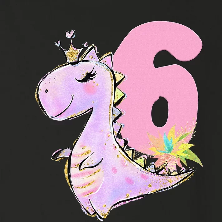 6th Birthday Dinosaur Dino Party TRex Six Toddler Long Sleeve Shirt