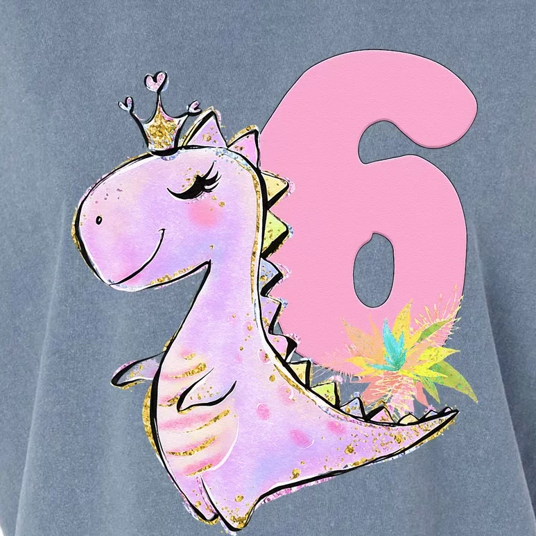 6th Birthday Dinosaur Dino Party TRex Six Garment-Dyed Women's Muscle Tee