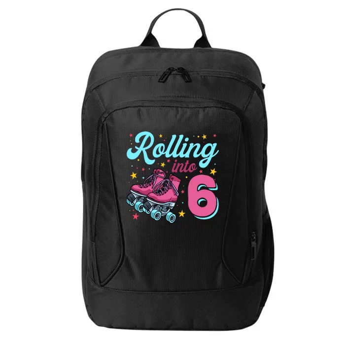 6th Birthday For Girl Roller Skates Rolling Into 6 City Backpack