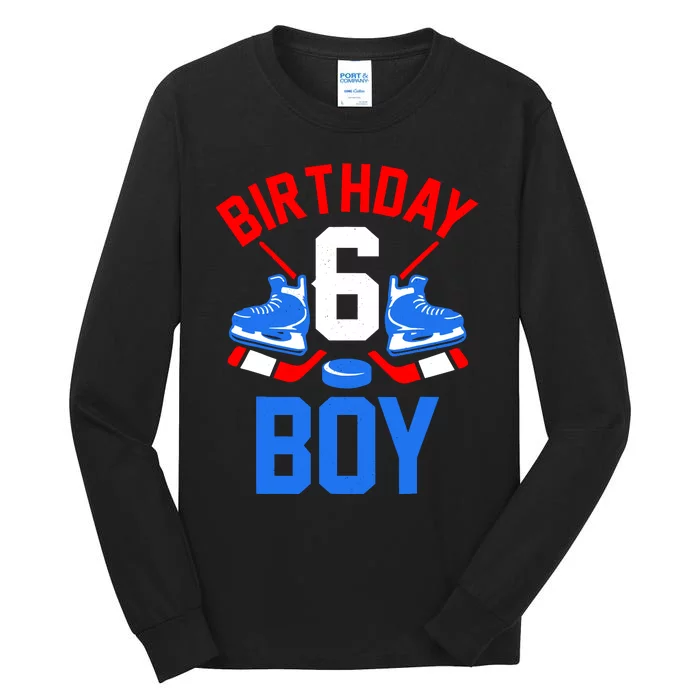 6th Birthday For Girl Boy 6 Yrs Old Ice Hockey Fan Tall Long Sleeve T-Shirt