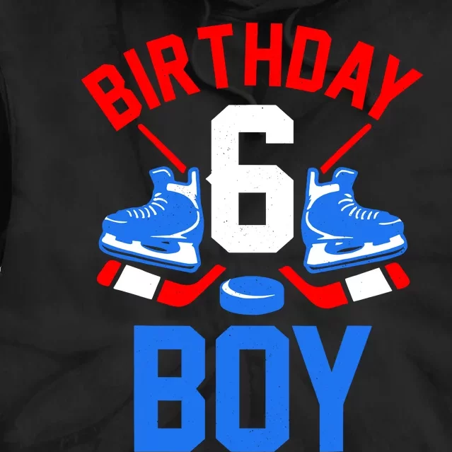 6th Birthday For Girl Boy 6 Yrs Old Ice Hockey Fan Tie Dye Hoodie