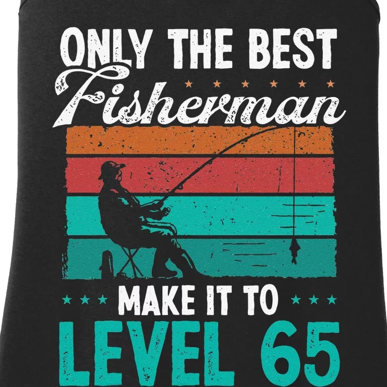 65 Birthday Fishing Level 65 Year Old Angler Fisherman Ladies Essential Tank