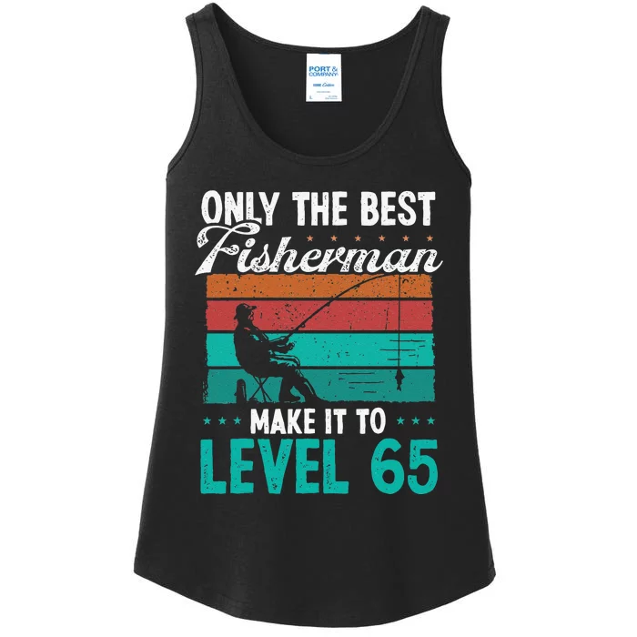 65 Birthday Fishing Level 65 Year Old Angler Fisherman Ladies Essential Tank