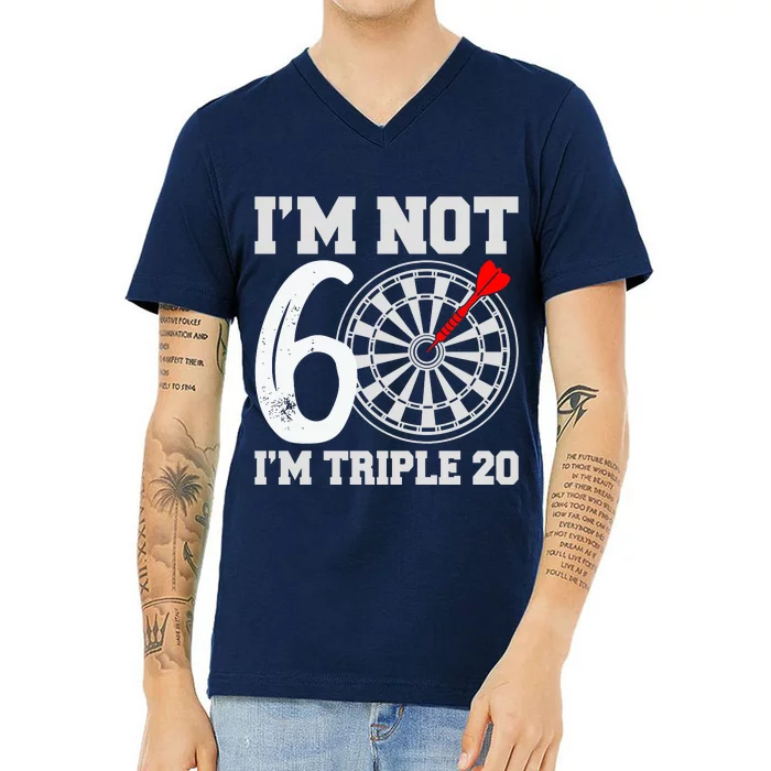 60th Birthday Funny Triple 20 Darts V-Neck T-Shirt