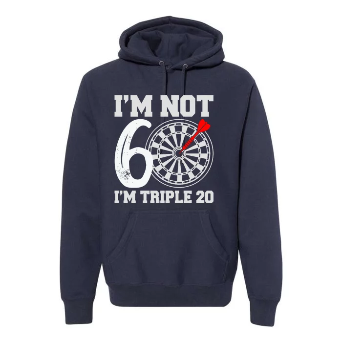 60th Birthday Funny Triple 20 Darts Premium Hoodie