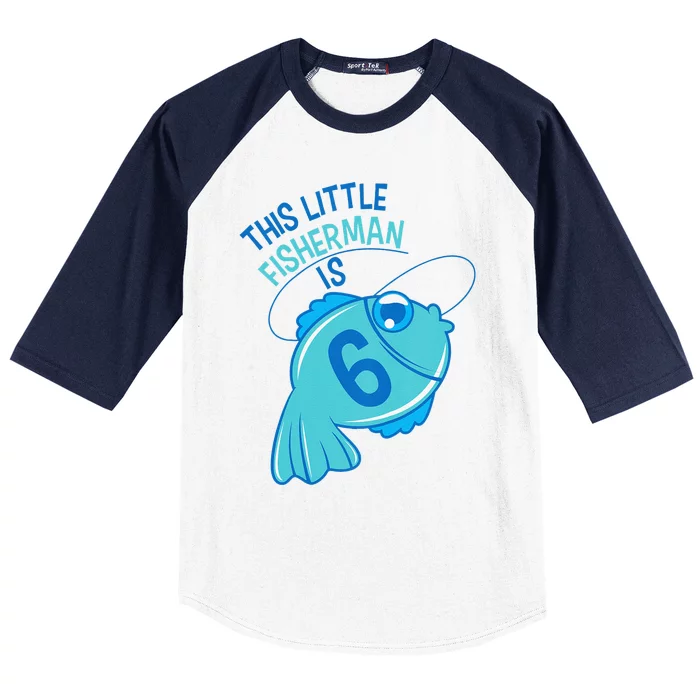 6th Birthday Fishing Fish 6 Year Old Baseball Sleeve Shirt