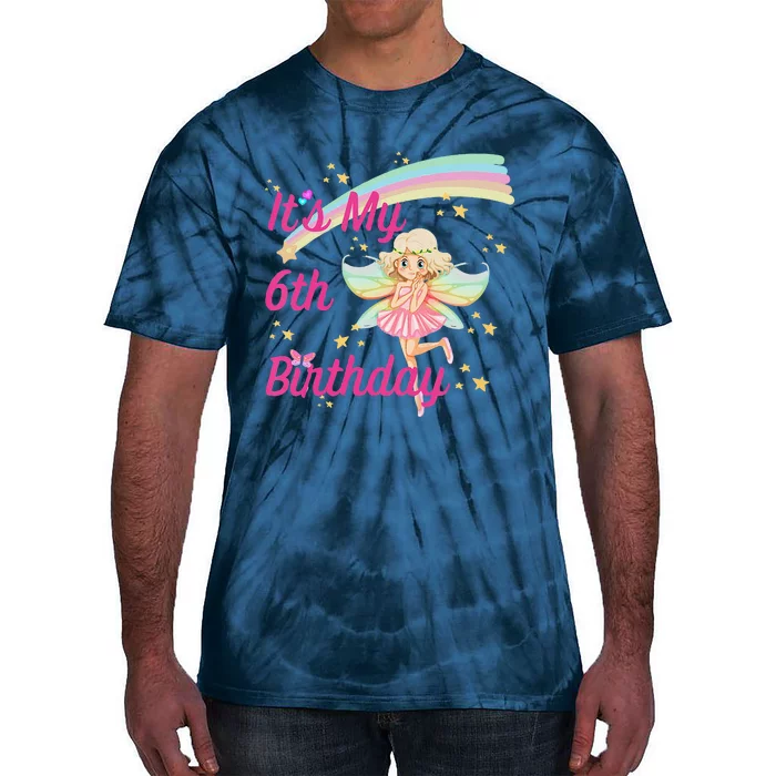 6th Birthday Fairy Design Tie-Dye T-Shirt