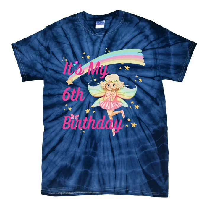 6th Birthday Fairy Design Tie-Dye T-Shirt