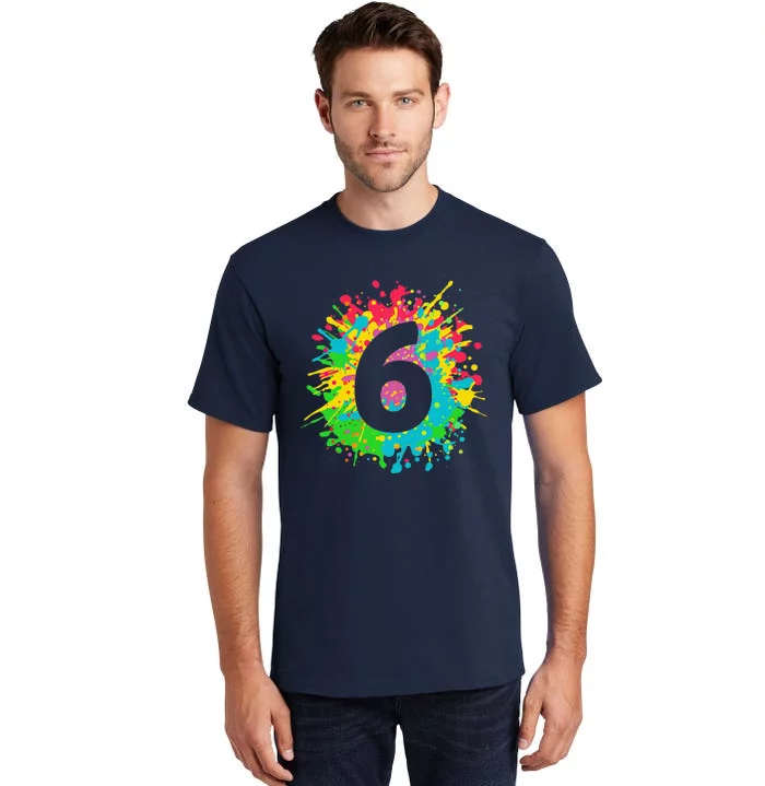 6th Birthday For, Number 6 In Paint Splashes Tall T-Shirt