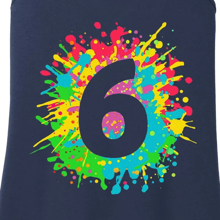 6th Birthday For, Number 6 In Paint Splashes Ladies Essential Tank