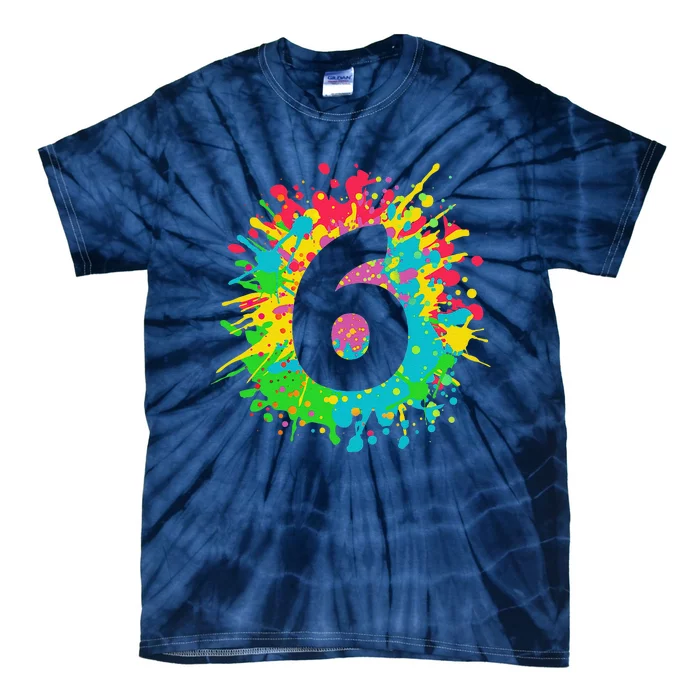 6th Birthday For, Number 6 In Paint Splashes Tie-Dye T-Shirt