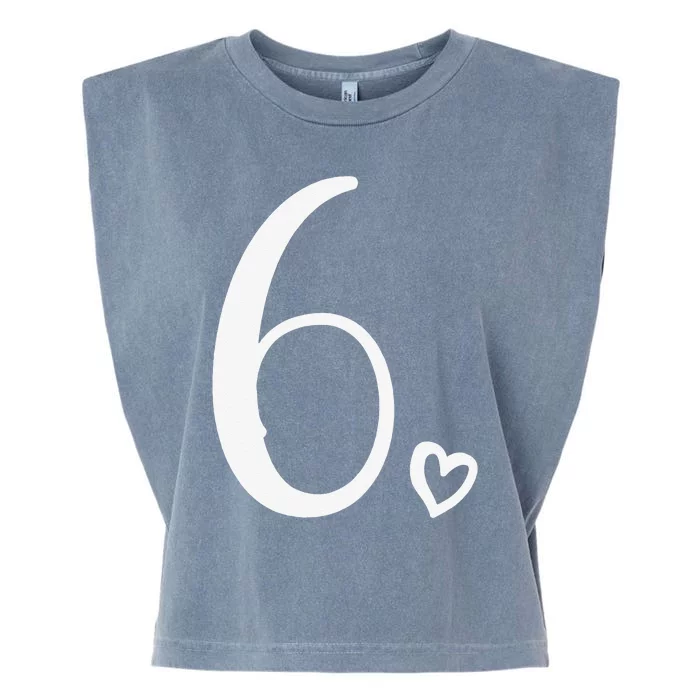 6th Birthday, For, Six, Number 6 Years Old Cute Garment-Dyed Women's Muscle Tee