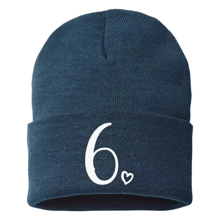 6th Birthday, For, Six, Number 6 Years Old Cute Sustainable Knit Beanie