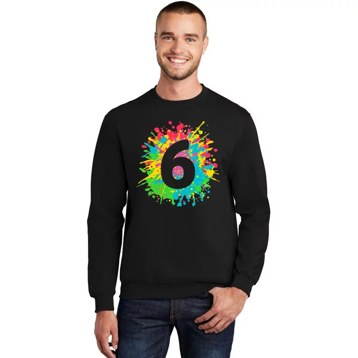 6th Birthday for girl, boy. 6, paint splashes tee. Sweatshirt