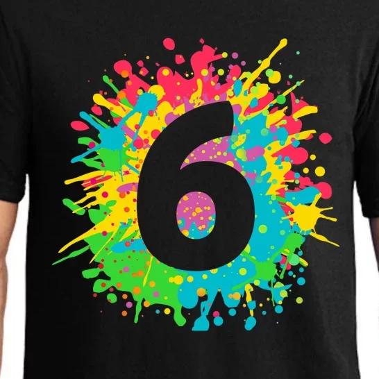 6th Birthday for girl, boy. 6, paint splashes tee. Pajama Set