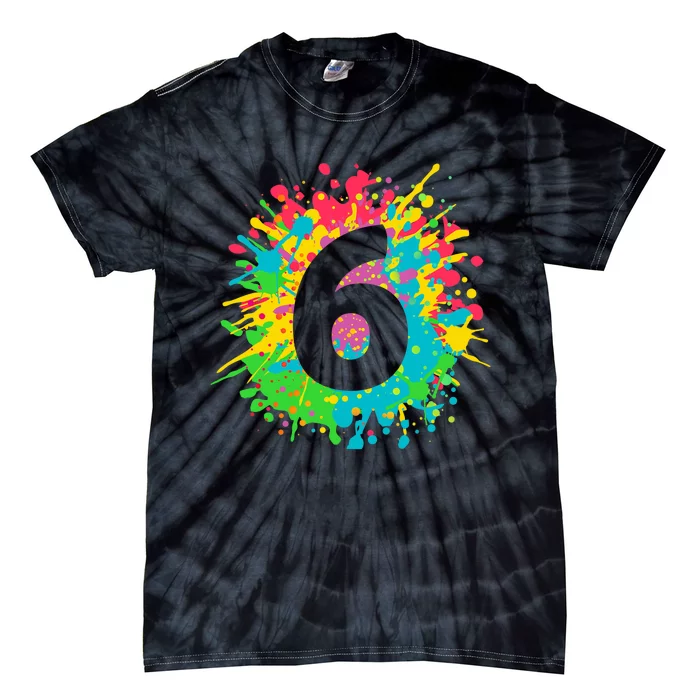 6th Birthday for girl, boy. 6, paint splashes tee. Tie-Dye T-Shirt