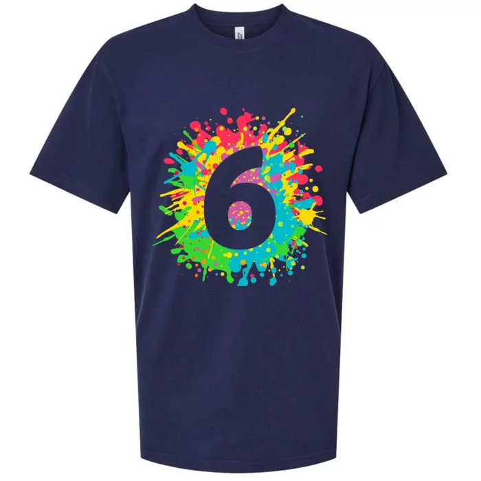 6th Birthday for girl, boy. 6, paint splashes tee. Sueded Cloud Jersey T-Shirt