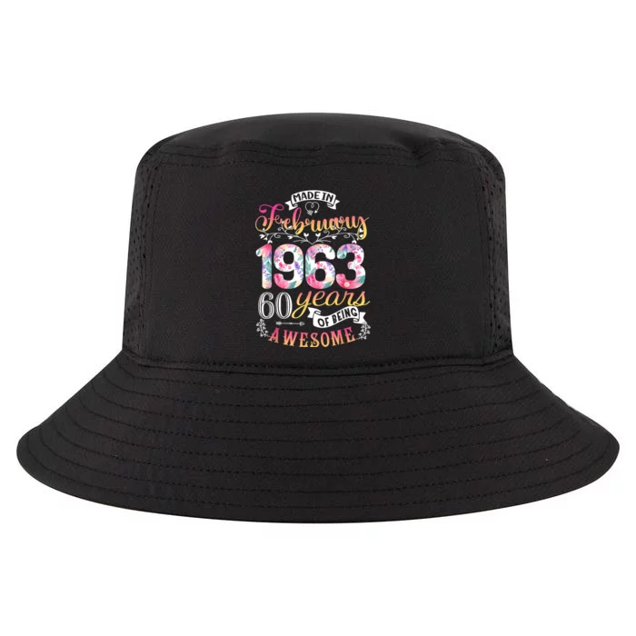 60th Birthday Flowers Gift For Women Born In February 1963 Cool Comfort Performance Bucket Hat