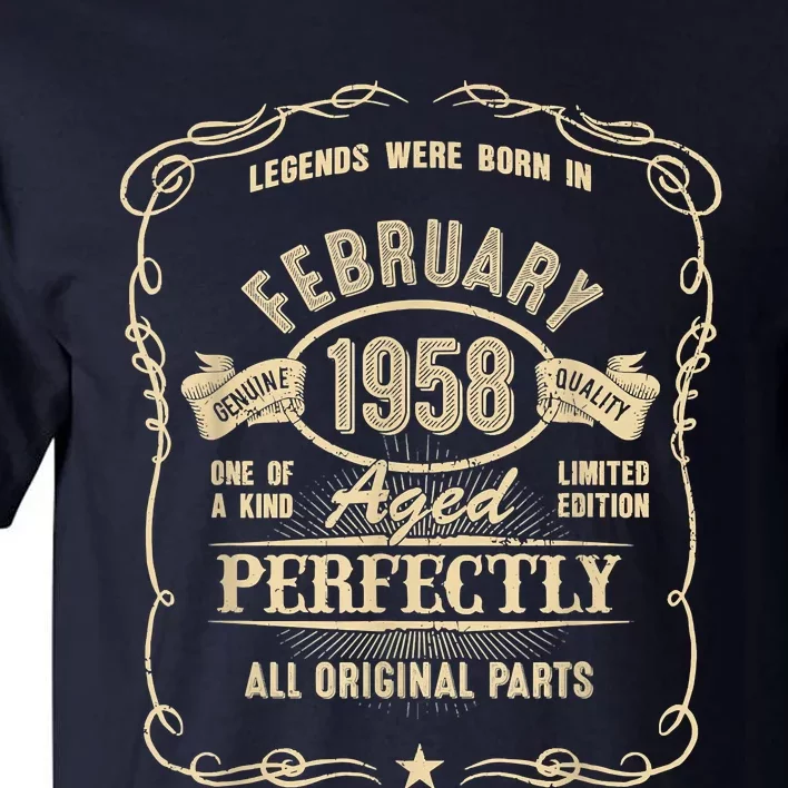 65th Birthday For Legends Born February 1958 65 Yrs Old Tall T-Shirt