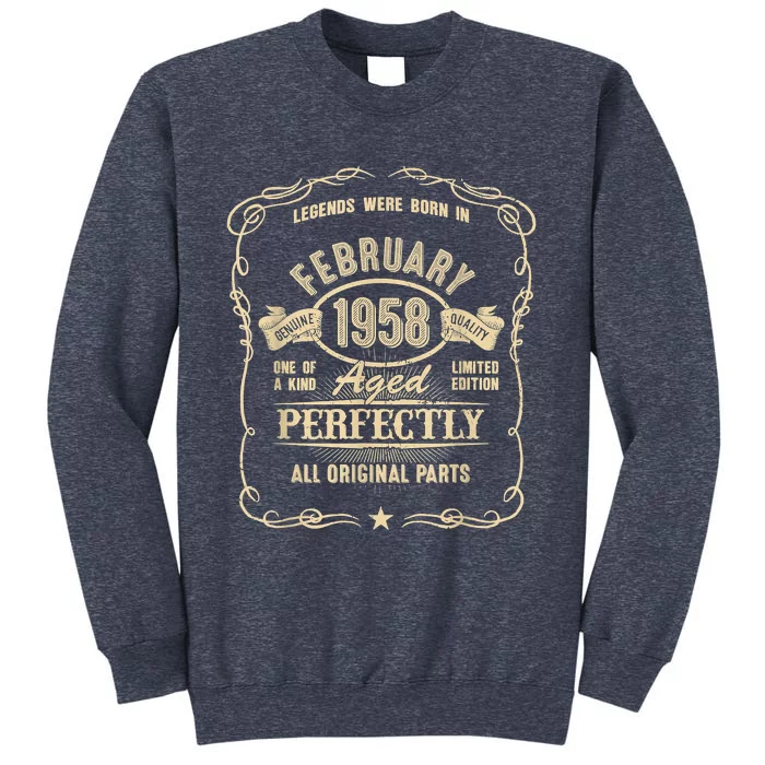 65th Birthday For Legends Born February 1958 65 Yrs Old Sweatshirt