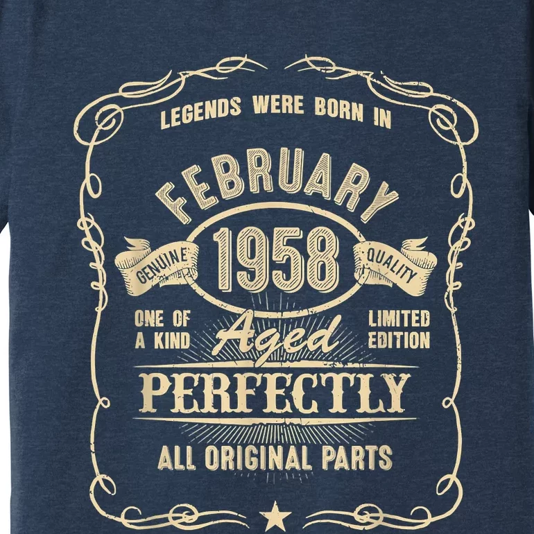 65th Birthday For Legends Born February 1958 65 Yrs Old Premium T-Shirt